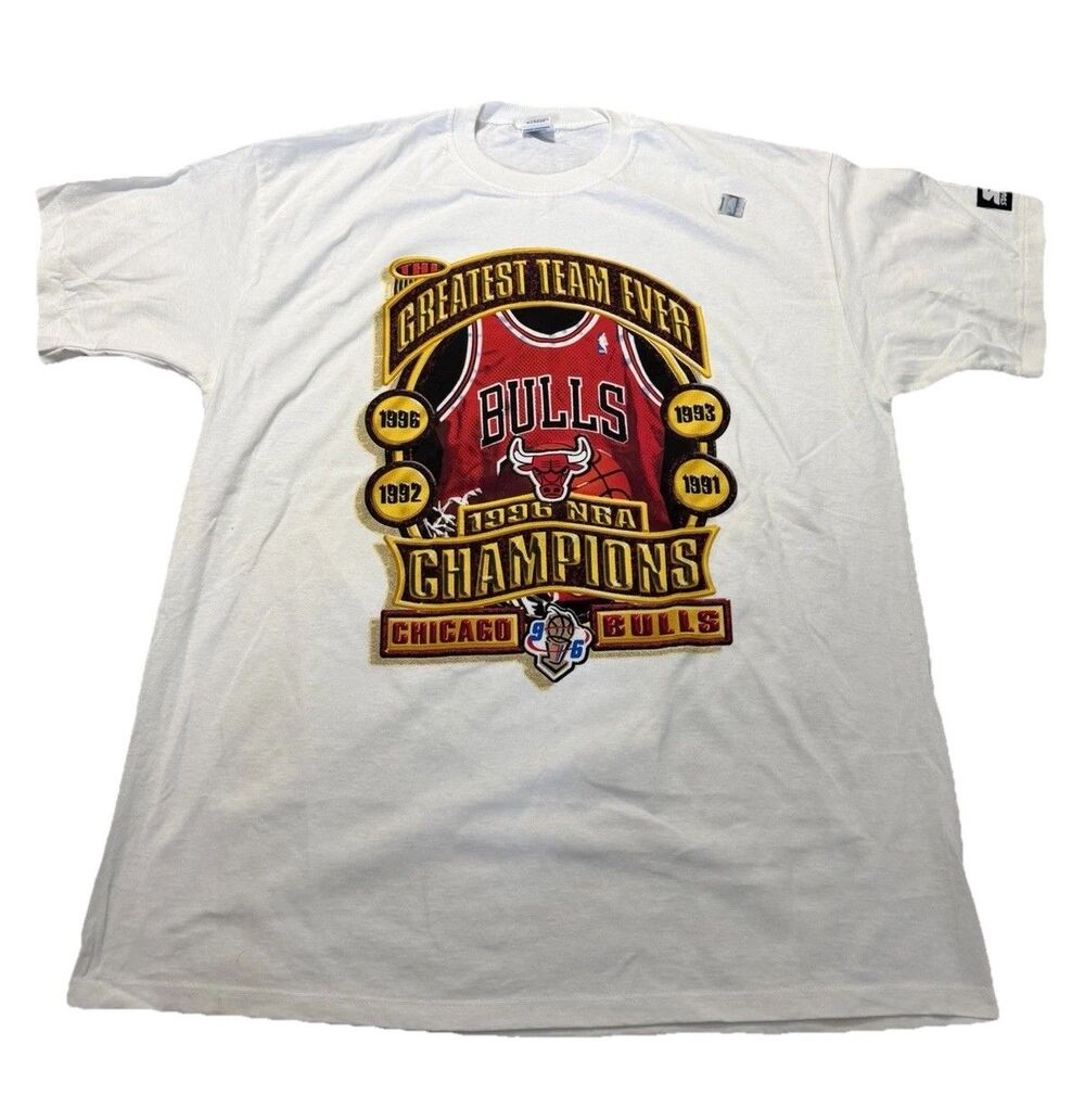 1996 Starter Chicago Bulls NBA Championship The Greatest Team Ever T-Shirt XL